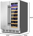 Wine and Beverage Refrigerator, 24 Inch Stainless Steels Beverage Fridge Dual Zone, Wine Beverage Cooler Built-in or Freestanding with Upgraded Cooling, 20 Bottles and 88 Cans Large Capacity by CozyNest Decor