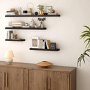 BGMG Wood Floating Shelves 48 inch, Wide Rustic Wooden Wall Shelves for Bathroom Living Room Bedroom Kitchen Farmhouse Set of 2-48x 6.7 x1.25 inch- Black by CozyNest Decor