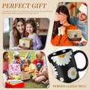 12Oz Daisy floral Black Ceramic Mug, Mug for Daily Coffee and Tea, Lead-free Microwave and Dishwasher Safe Coffee Mug, Perfect gifts for Women and men by CozyNest Decor