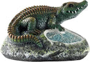 Garden Statue Crocodile,Solar Crocodile Decor for Outdoor,Resin Crocodiles Figurine with Solar Light for Patio,Balcony,Yard,Lawn Ornament,Perfect Garden Gift by GreenHaven Gardens