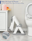 Forbena Toddler Potty Training Seat with Step Stool Ladder, Toilet Potty Seat for Baby Boys Girls Toddlers, Kids Chair Stairs with Handles and Soft Cushion (White and Grey) by TinyTreasures Baby Boutique