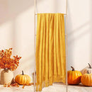 inhand Knitted Fall Throw Blanket for Couch and Bed, Knit Fall Decor Halloween Blanket with Tassel, Mustard Yellow Lightweight Decorative Farmhouse Warm Woven Blankets and Throws for Women, 50"x60" by CozyNest Decor