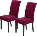 Joccun Chair Covers for Dining Room Set of 2,Dining Chair Slipcovers Stretch Dining Room Chair Covers Seat Protector,Washable Parsons Chair Cover for Home,Hotel(Wine Red,2 Pack) by CozyNest Decor