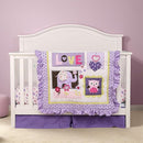 Brandream Crib Bedding Set 3 Pieces Purple Baby Girls Cotton Patchwork Flowers Elephant Owl Nursery with Ruffle Design, Princess Lovely Cute Breathable Healthy by TinyTreasures Baby Boutique
