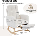 NIOIIKIT Nursery Rocking Chair, Corduroy Upholstered Rocking Chair with Adjustable Footrest, Tufted Rocker Chair with Side Pocket, Glider Rocker for Living Room, Bedroom (Cream Retro) by TinyTreasures Baby Boutique