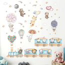 Hot Air Balloon Animal Wall Decals - Elephant Lion Giraffe Train Animal Wall Stickers - Baby Nursery Kids Girls Bedroom Daycare Wall Decor by TinyTreasures Baby Boutique