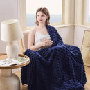 NEWCOSPLAY Super Soft King Blanket Dark Navy Premium Silky Flannel Fleece 3D Clouds Stylish Jacquard Lightweight Bed Blanket All Season Use 350GSM (Dark Navy, King(90"x110")) by CozyNest Decor
