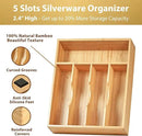 Umilife Bamboo Kitchen Drawer Organizer, 11 Inch Silverware Utensils Tray Holder with Grooved Dividers, 2.4" High Wood Caddy for Flatware Cutlery Knives by CozyNest Decor