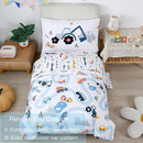 PERFEMET 5-Piece Kids Comforter Full Size Set Reversible Trucks Cars Bedding Comforter Set for Boys Girls Ultra Soft Lightweight Blue White Boy Bed in a Bag for All Season(Cars, Full) by TinyTreasures Baby Boutique