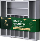 Luxury Bamboo Kitchen Drawer Organizer - Silverware Organizer - Utensil Holder and Cutlery Tray with Grooved Drawer Dividers for Flatware and Kitchen Utensils (9 Slot, Gray) by CozyNest Decor