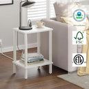 TUTOTAK End Table with Charging Station, Small Side Table with Outlets, Nightstand Bedside Table, 2-Tier Storage Shelf for Small Space, Living Room, Bedroom, White TB01BW040 by CozyNest Decor