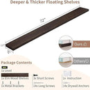 Axeman Floating Shelves for Wall, Rustic Elm Wood 72'' W x 8" D Wall Mantel Shelf with Invisible Bracket, Large Long Wall Mounted Storage Shelves for Living Room, Bedroom, Kitchen, Bathroom, Walnut by CozyNest Decor
