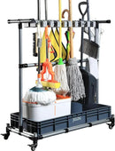 Mop and Broom Holder with Wheels - Keep Your Cleaning Tools Organized! (L) by GreenHaven Gardens