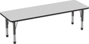 FDP Rectangle Activity School and Classroom Kids Table (24 x 72 inch), Chunky Toddler Legs, Adjustable Table Height 15-24 inches - Gray Top and Black Edge by CozyNest Decor