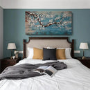 Large Canvas Wall Art for Living Room- 100% Hand-Painted Oil Painting with Texture, Extra Large Gallery Wrapped Floral Plum Blossom Tree Artwork Blue Teal Lake Wall Picture for Bedroom, Office Decor by CozyNest Decor