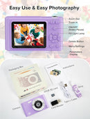 Digital Camera, 44MP Full HD 1080P Point and Shoot Camera with 64GB Card, Anti Shake 16X Zoom Compact Volg Cameras, Portable Small Digicam Gift for Kids, Ages Teen Girl Boy - Purple by TinyTreasures Baby Boutique