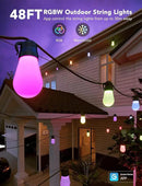 Govee Smart Outdoor String Lights H7015, 48ft RGBIC Outdoor Lights with 15 Dimmable LED Bulbs, IP65 Waterproof, Color Changing Warm White Lights with 47 Scene Modes for Patio, Backyard, App Control by CozyNest Decor