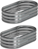 4x2x1ft(2 Pack) Oval Galvanized Raised Garden Bed,Outdoor Planter Box Metal Patio Kit Planting Bed for Vegetables Flowers and Succulents by GreenHaven Gardens