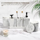 Bathroom Accessories Set, 6 Piece Bathroom Set with Toothbrush Holders, Soap Dispenser, Vanity Tray, Tumbler, Cotton Swab Jars, Bathroom Organizer，Bathroom Sink Sets, Artificial Marble White by CozyNest Decor