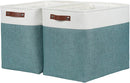 DULLEMELO Extra Large Storage Baskets,Fabric Storage Bins with Handles for Home,Office,Closet,Clothes,Foldable Storage Bins for Closet, White&Dark Green 2-Pack by TinyTreasures Baby Boutique