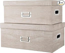 Briful Set of 2 Rustic Wood Grain Storage Boxes with Lids – Stackable Rectangular Organizer Bins, 14'' + 13'' Set Decorative Storage Containers for Bedroom, Living Room, Gifts by CozyNest Decor