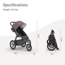 UPPAbaby Ridge Jogging Stroller/Durable Performance Jogger with Never-Flat Tires/Built for Walking, Running, Hiking/Water Bottle Holder and Basket Cover Included/Theo (Dark Taupe/Carbon Frame) by TinyTreasures Baby Boutique