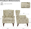 UIXE High Back Floral Accent Chair, Upholstered Armchair in Fabric for Living Room, Retro Wingback Arm Chair Comfy Single Sofa Bedroom Reading Seat with Solid Wood Legs, White by CozyNest Decor