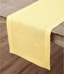 Solino Home Linen Yellow Table Runner 120 Inches Long - 100% Pure Linen Hemstitch 14 x 120 Inch Table Runner for Dining - Classic Hemstitch by CozyNest Decor
