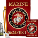 Breeze Decor FK108057-BO Marine Corps Americana Military Decorative Vertical Kit, 1 x House & 1 x Garden Flags, Thick Fabric by GreenHaven Gardens