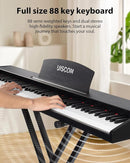 88 Key Digital Piano Keyboard for Beginners - Full Size Semi Weighted Wooden Electric Piano Set with Stand, Triple Pedal, Headphone,Carry Bag - Supports USB-MIDI Connecting (Wood Grain Black) by TinyTreasures Baby Boutique
