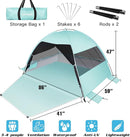 Large Easy Setup Beach Tent,Anti-UV Beach Shade Beach Canopy Tent Sun Shade with Extended Floor & 3 Mesh Roll Up Windows Fits 3-4 Person,Portable Shade Tent for Outdoor Camping Fishing (Mint Green) by TinyTreasures Baby Boutique