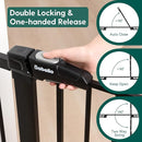 Babelio Metal Baby Gate, 29-48" Auto Close Easy Install Pet Gate, Extra Wide Walk Thru Child Safety Gate, Pressure Mounted Dog Gate for Doorways and Stairs, with Y Spindle Rods, Black by TinyTreasures Baby Boutique