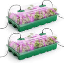 MIXC Seed Starter Tray with Lights, 2 Packs Mini Propagator Plant Grow Kit Greenhouse with Humidity Vented Domes and Base for Seeds Starting, Green by GreenHaven Gardens