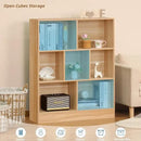 LEYAOYAO 7 Cube Bookshelf with Wood Base,Natural 3 Tier Mid-Century Modern Bookcase,Standing Wide Bookshelves Storage Organizer Shelf,Rustic Display Cabinet Book Shelves for Bedroom,Living Room by CozyNest Decor
