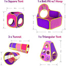 Playz 5pc Kids' Play Tents & Tunnels - Ball Pit for Toddlers, Basketball Hoop, Crawling Tubes, Pop-Up Playhouses, Baby Obstacle Course for Indoor or Outdoor Use by TinyTreasures Baby Boutique