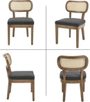 Rattan Dining Chairs Set of 6 Upholstered Linen Kitchen & Dining Room Chair with Curved Backrest Farmhouse Kitchen Chair Solid Wood Armless Side Chair for Dining Room/Restaurant, Black by CozyNest Decor