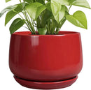 G EPGardening Ceramic Plant Pots - 9 Inch Flower pots for Indoor Outdoor Plant, Round Planter with Drainage and Saucer, Modern Home Decor, Gift for Women Men, Red by GreenHaven Gardens