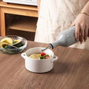 Sweejar Large Olive Oil Dispenser Bottle with Spout, 24 Oz Ceramic Oil Dispenser for Kitchen, Relief Opaque Oil Cruet, Oil Container for Cooking, EVOO, Avocado Oil, Vinegar, Pack of 1(Gray) by CozyNest Decor
