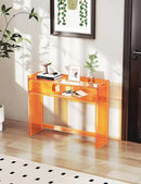 Acrylic Console Table, Entryway Table with Storage Shelves (1, 39.4 * 31.5 * 11.7 inches) (Orange) by CozyNest Decor