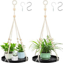 SUREAM 2 Packs Indoor Outdoor Hanging Plant Holder, Plant Holder Shelf with Large Tray, Plant Hanging Basket for Indoor Outdoor Plants, Window Wall Ceiling Home Decor (No Plant/Pot Included) by GreenHaven Gardens