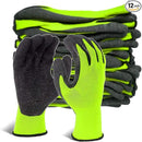 Evridwear Crinkle Latex Rubber Hand Coated Safety Work Gloves for Men Women General Multi Use Construction Warehouse Gardening Assembly Landscaping (9/L, Green- 12Pair) by GreenHaven Gardens