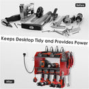 CCCEI Set Power Tool Organizer Wall Mount with Charging Station. Garage 8 Drills Storage Shelf with Hooks, Screwdriver, Drill Bit Heavy Duty Rack, Tool Battery Holder Built in 8 Outlet Power Strip. by GreenHaven Gardens