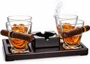 The Wine Savant Cigar Glasses Tray & Ash Tray, 4 Whiskey Cigar Glasses