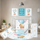 Personalized Baby Bedding Set, 5 Pcs Custom Toddlers Bedding Set with Infant Name, Double Layer Nursery Crib Set for Boys Girls, Customized Gifts for Infants Baby Shower, Hot Air Balloon Animal by TinyTreasures Baby Boutique