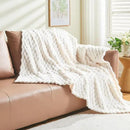 NEWCOSPLAY Super Soft Twin Blanket Ivory Premium Silky Flannel Fleece 3D Clouds Stylish Jacquard Lightweight Bed Blanket All Season Use 350GSM (Ivory, Twin(60"x80")) by CozyNest Decor