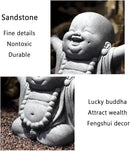 OwMell Japanese Jizo Monk Statue Praying, Buddha Jizo Statue Figurine Memorial Statue Aquarium Decoration for Garden Outdoor Ornament 2.6" - Laughing Buddha by GreenHaven Gardens
