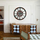 30Inchs Moving Gears Wall Clock, Oversized Wall Clocks, Clock Living Room Decor, Solid Wood Frame, Battery Operated, Large Wall Clock with Steampunk Industrial for Fireplace(Black Walnut) by CozyNest Decor