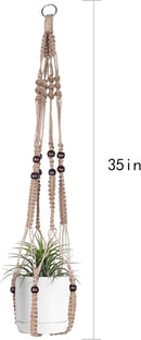 Macrame Plant Hanger Indoor Hanging with Wood Beads Macrame Planters No Tassel for Indoor Outdoor Boho Home Decor 35 Inch (Brown, 1pc) by GreenHaven Gardens