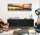 Philadelphia Skyline Wall Art Cityscape Living Room Decor Panorama Pictures City Building House Poster Canvas Print Bridge Sunset Scenery Office Bedroom Decorations Framed 13.8"x45.3" by CozyNest Decor