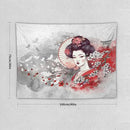 Japanese Geisha Tapestry Asian Red Cherry Blossom Traditional Kimono Folk Tapestries Home Decor for Living Room Bedroom Apartment Farmhouse Dorm 40"x30" by CozyNest Decor